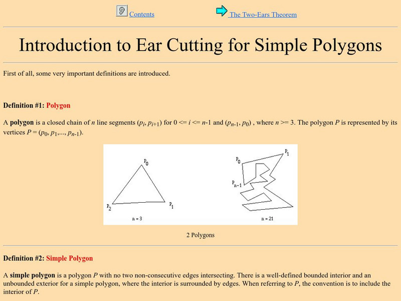 Ear Cutting for Simple Polygons: Introduction Handout Ear Cutting for Simple Polygons: Introduction Handout