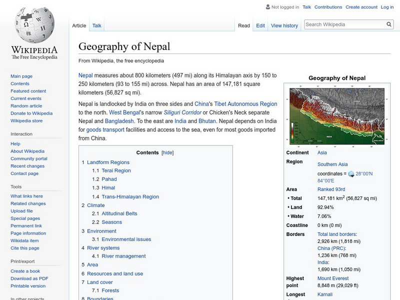 Wikipedia: Geography of Nepal Handout Wikipedia: Geography of Nepal Handout