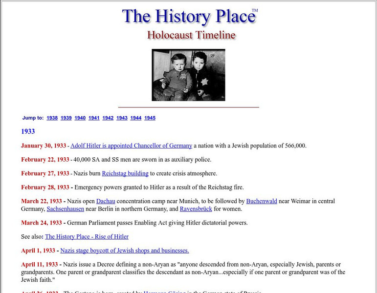 The History Place: Holocaust Timeline Website The History Place: Holocaust Timeline Website