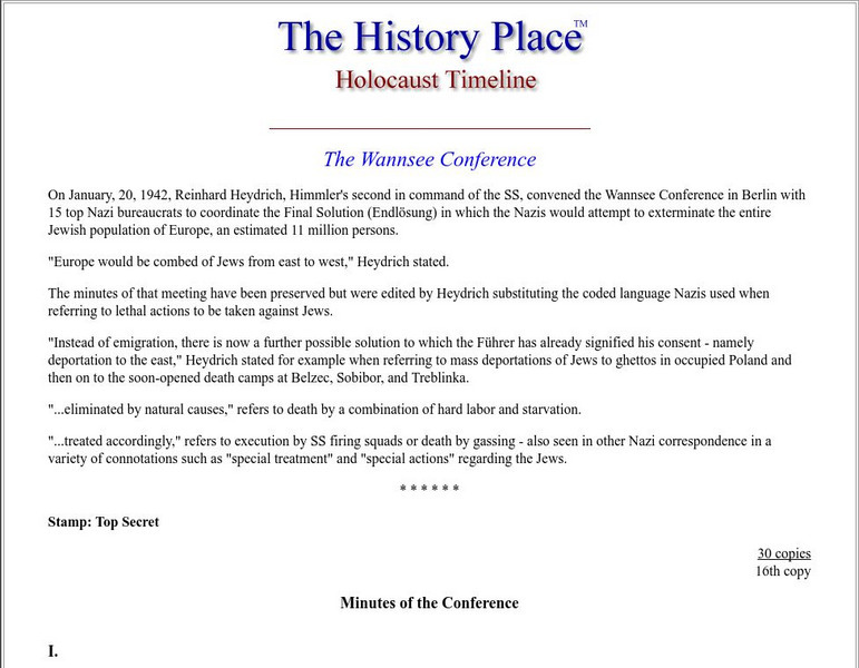 The History Place: The Wannsee Conference Primary