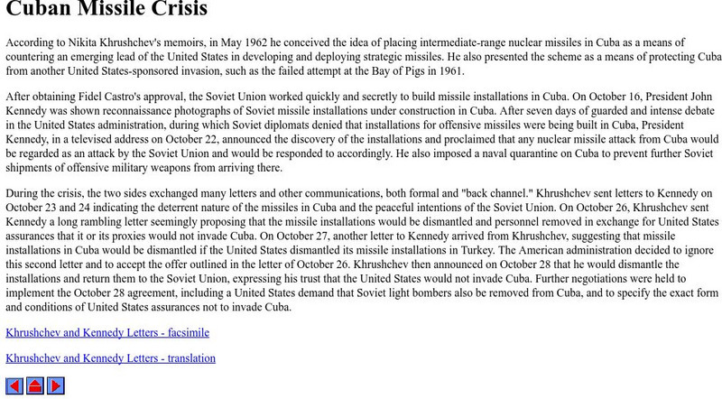 Ibiblio: Cuban Missile Crisis Handout Ibiblio: Cuban Missile Crisis Handout