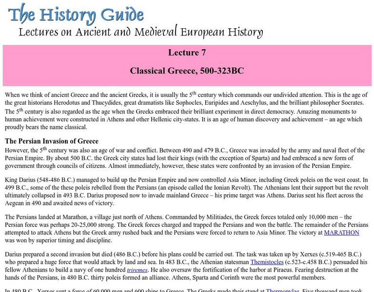 The History Guide: The Peloponnesian War Handout The History Guide: The Peloponnesian War Handout