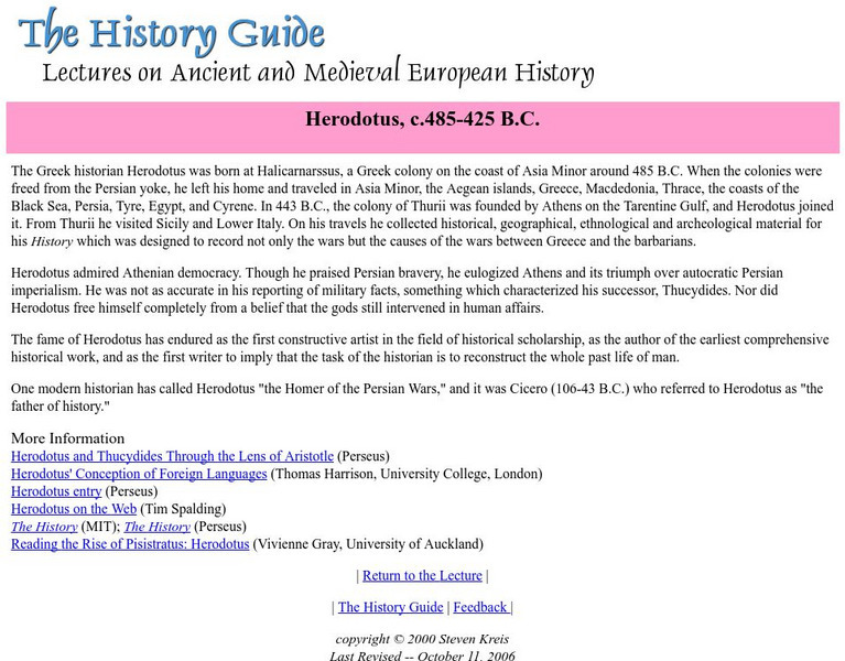 The History Guide: Herodotus Handout The History Guide: Herodotus Handout