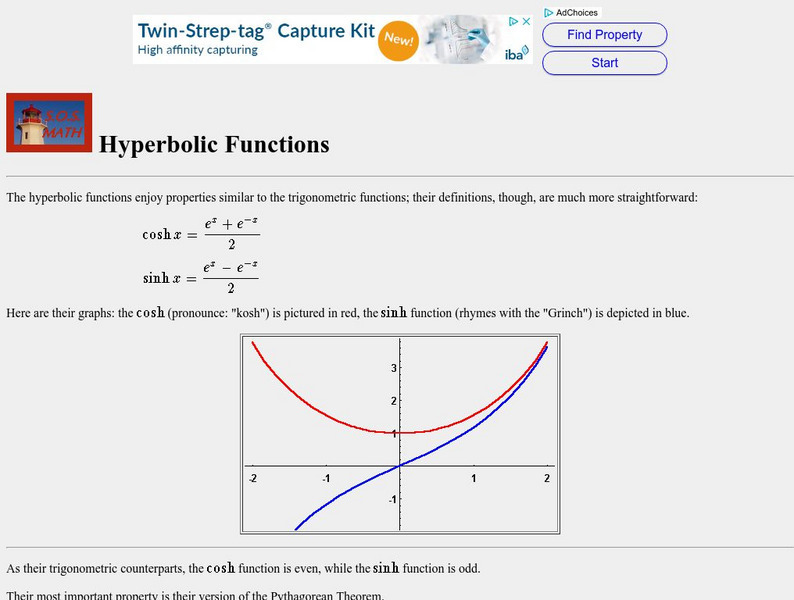 S.o.s. Math: Hyperbolic Functions Graphic S.o.s. Math: Hyperbolic Functions Graphic