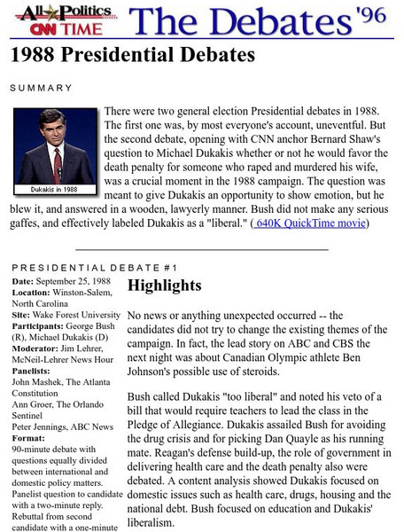 Cnn: George Bush vs. Michael Dukakis Article Cnn: George Bush vs. Michael Dukakis Article