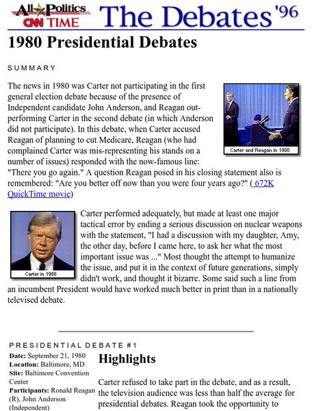 Cnn: Jimmy Carter vs. Ronald Reagan Article Cnn: Jimmy Carter vs. Ronald Reagan Article