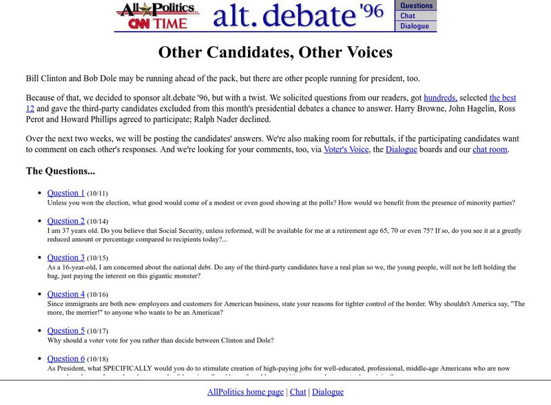 Cnn: Other Candidates, Other Voices Article Cnn: Other Candidates, Other Voices Article