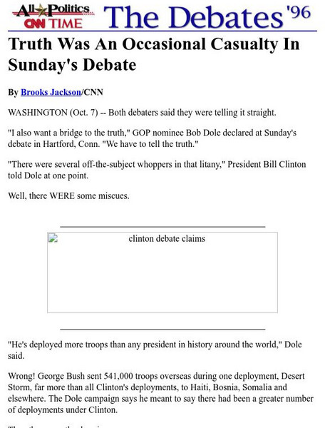Cnn: Truth Was an Occasional Casualty in Sunday's Debate Article Cnn: Truth Was an Occasional Casualty in Sunday's Debate Article