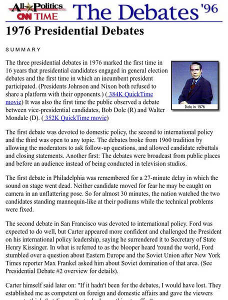 Cnn: 1976 Presidential Debate Highlights Article