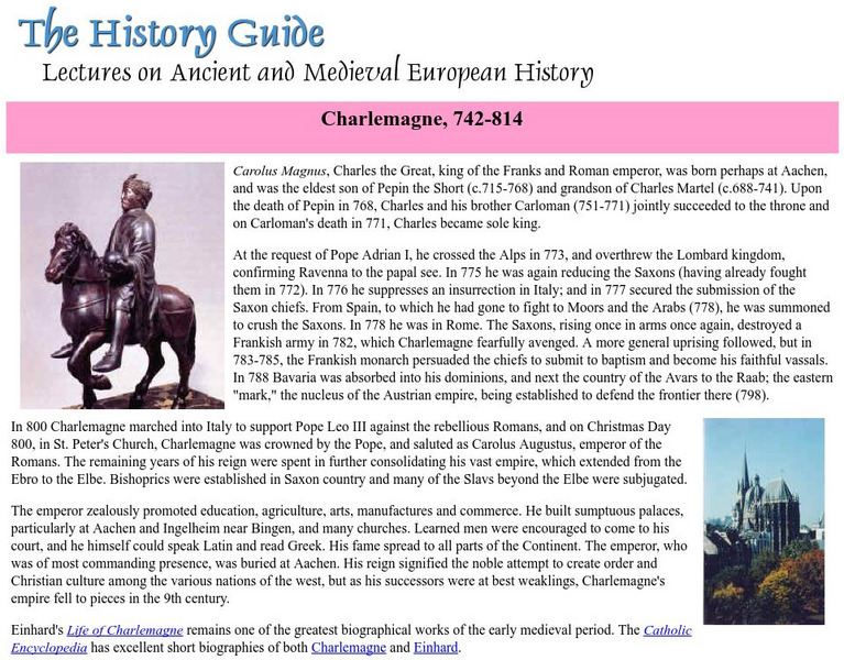 The History Guide: Charlemagne, 742 814 Handout The History Guide: Charlemagne, 742 814 Handout