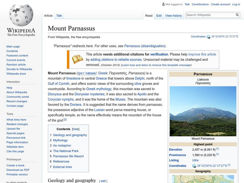 Wikipedia: Mount Parnassus Handout Wikipedia: Mount Parnassus Handout