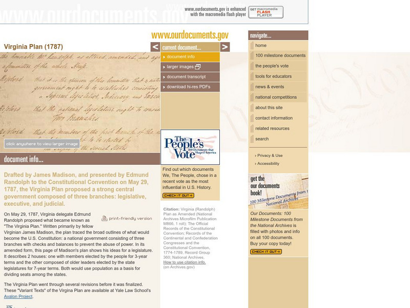 Our Documents: Virginia Plan (1787) Primary Our Documents: Virginia Plan (1787) Primary