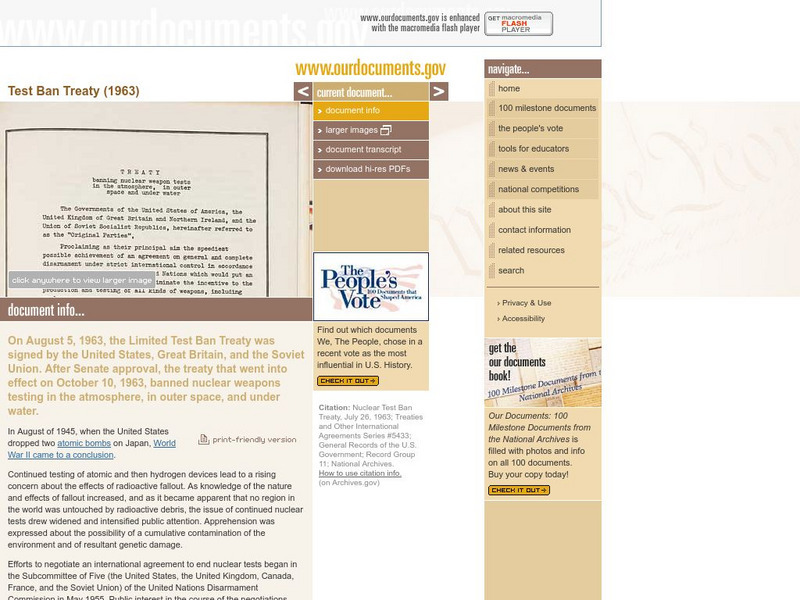 Our Documents: Test Ban Treaty (1963) Primary Our Documents: Test Ban Treaty (1963) Primary