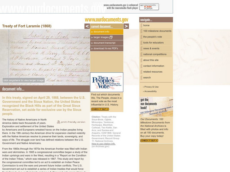 Our Documents: Treaty of Fort Laramie(1868) Primary Our Documents: Treaty of Fort Laramie(1868) Primary