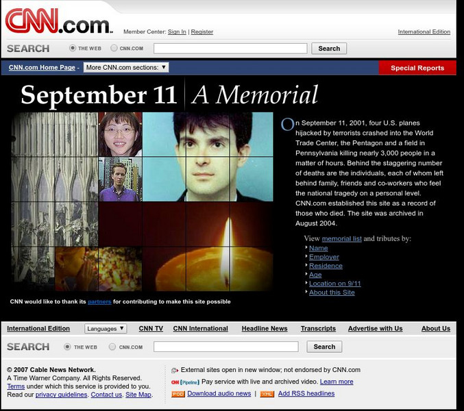 Cnn: September 11 Memorial Website Cnn: September 11 Memorial Website