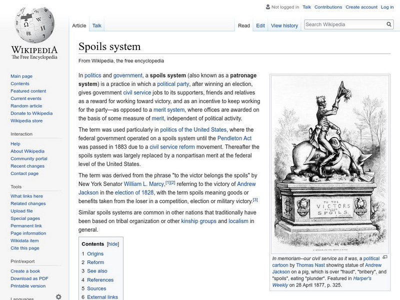 Wikipedia: Spoils System Handout