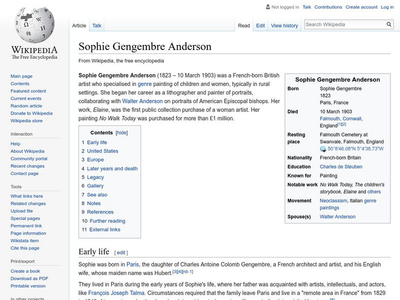 Wikipedia: Sophie Gengembre Anderson Handout Wikipedia: Sophie Gengembre Anderson Handout