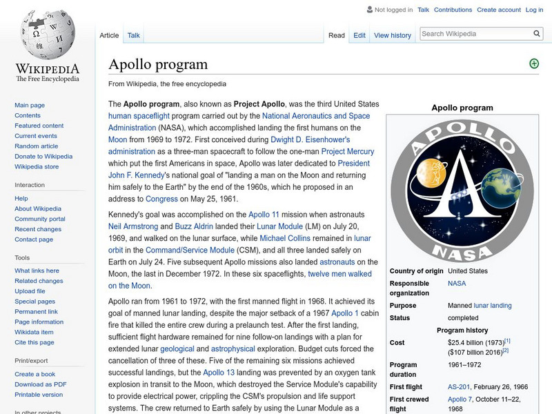 Wikipedia: Apollo Program Handout Wikipedia: Apollo Program Handout