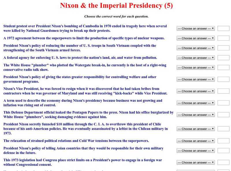Historyteacher.net: Nixon & the Imperial Presidency Unknown Type Historyteacher.net: Nixon & the Imperial Presidency Unknown Type