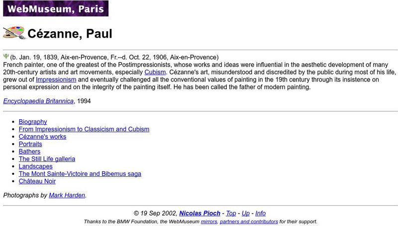 Ibiblio: Web Museum: Paul Cezanne Activity Ibiblio: Web Museum: Paul Cezanne Activity