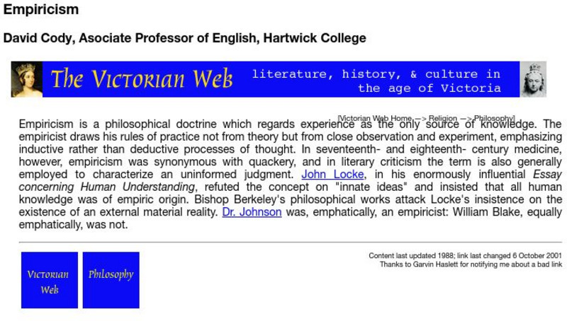 The Victorian Web: Empiricism Handout The Victorian Web: Empiricism Handout