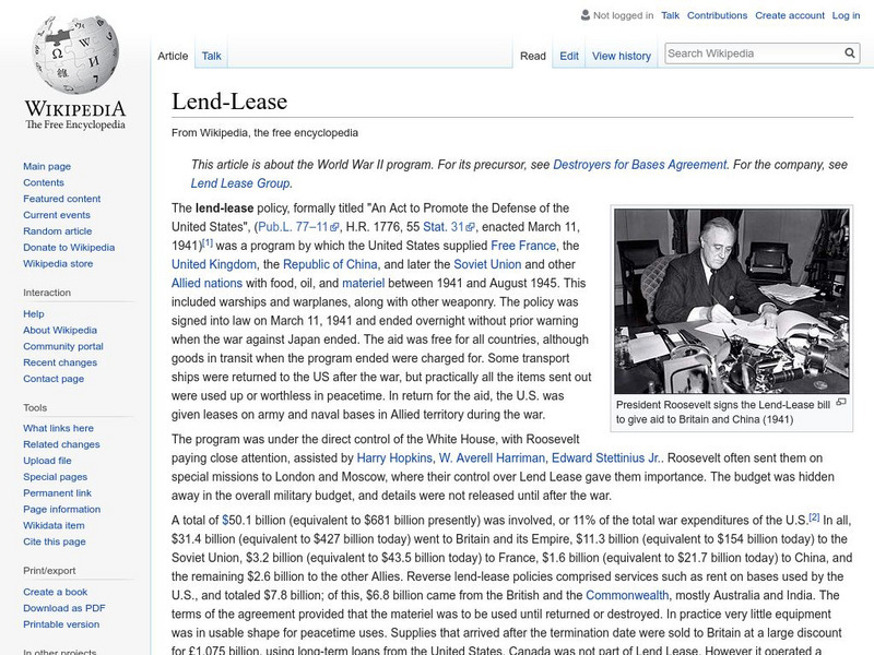 Wikipedia: Lend Lease Handout Wikipedia: Lend Lease Handout
