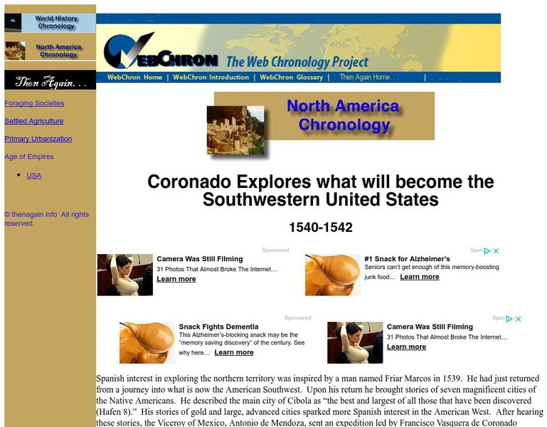 Then Again: Web Chron: Coronado Explores the Southwestern United States Website Then Again: Web Chron: Coronado Explores the Southwestern United States Website