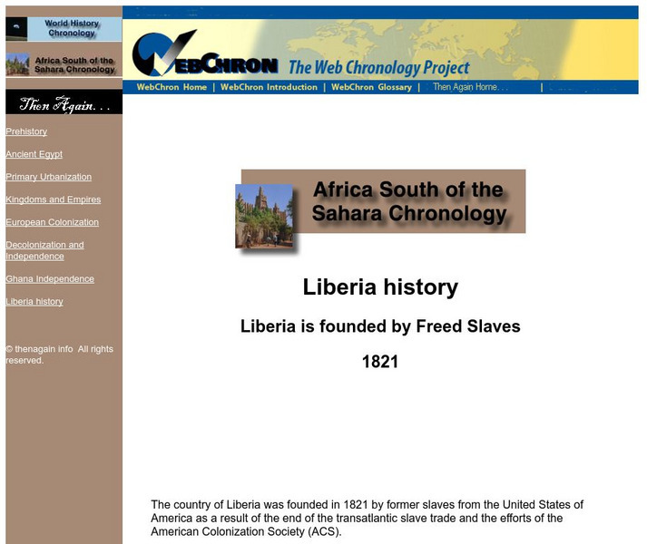 Then Again: Web Chron: Liberia Is Founded by Freed Slaves Website Then Again: Web Chron: Liberia Is Founded by Freed Slaves Website