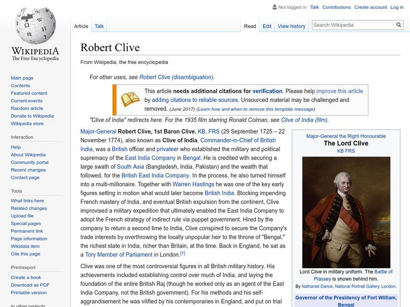 Wikipedia: Robert Clive Handout Wikipedia: Robert Clive Handout