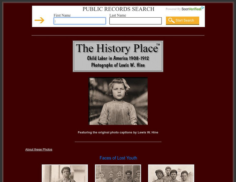 The History Place: Child Labor in America: 1908 1912: Investigative Photos of Lewis Hine Graphic The History Place: Child Labor in America: 1908 1912: Investigative Photos of Lewis Hine Graphic