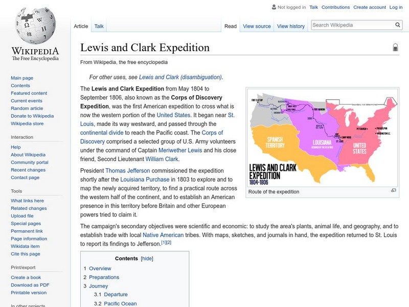 Wikipedia: Lewis and Clark Expedition Handout Wikipedia: Lewis and Clark Expedition Handout