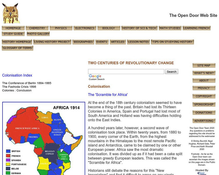 Open Door Web Site: The Scramble for Africa: Germany Website