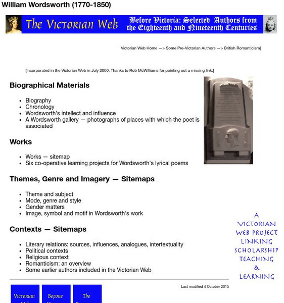 The Victorian Web: William Wordsworth an Overview Website The Victorian Web: William Wordsworth an Overview Website