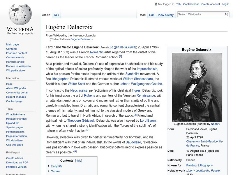 Wikipedia: Eugene Delacroix Handout