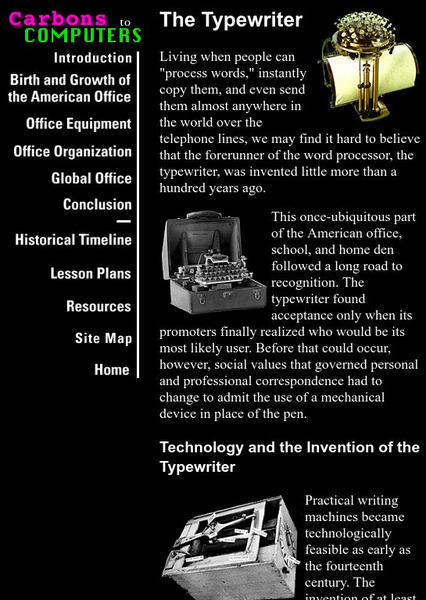 Smithsonian Education: Carbons to Computers: The Typewriter Website Smithsonian Education: Carbons to Computers: The Typewriter Website
