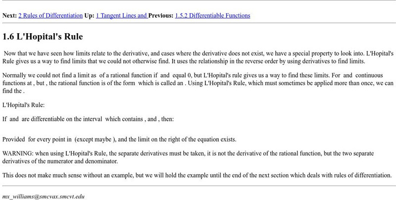Npac Reu Program: L'hopital's Rule Handout