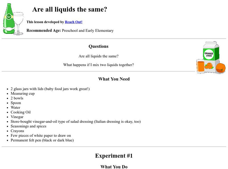 Reach Out Michigan: Are All Liquids the Same Activity Reach Out Michigan: Are All Liquids the Same Activity