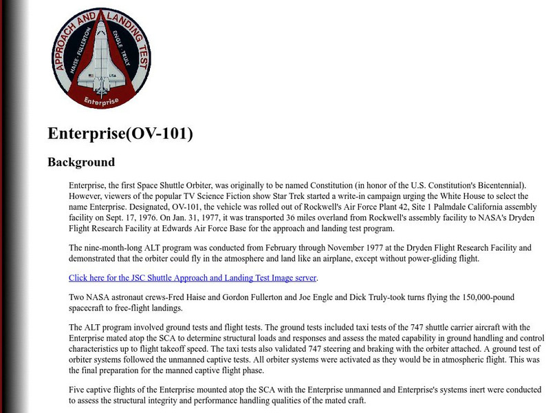 Nasa: Enterprise (Ov 101) Handout Nasa: Enterprise (Ov 101) Handout