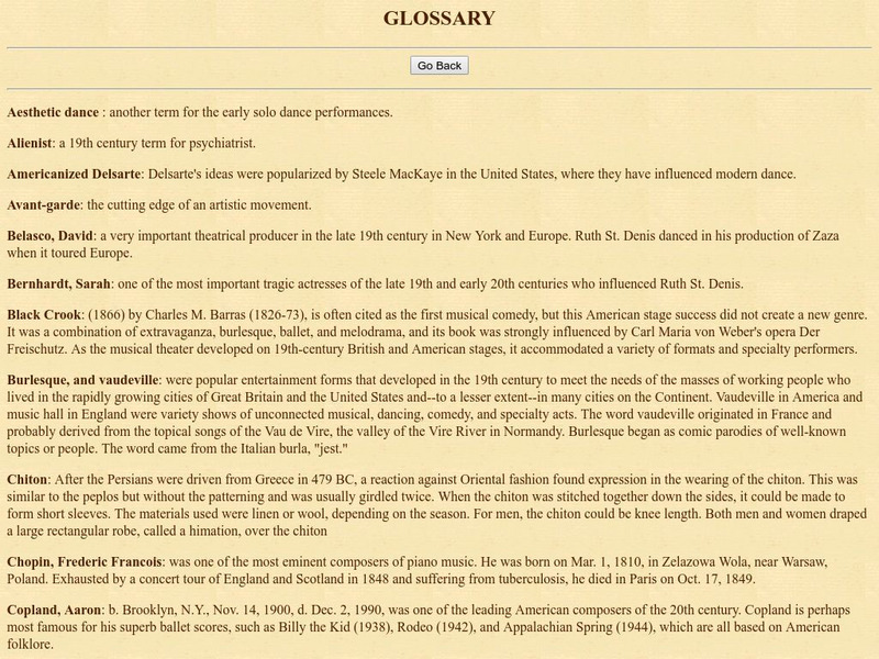 University of Pittsburgh: Glossary of Modern Dance Handout University of Pittsburgh: Glossary of Modern Dance Handout