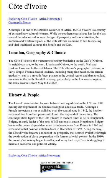 Geographia: Cote D'ivoire Website Geographia: Cote D'ivoire Website