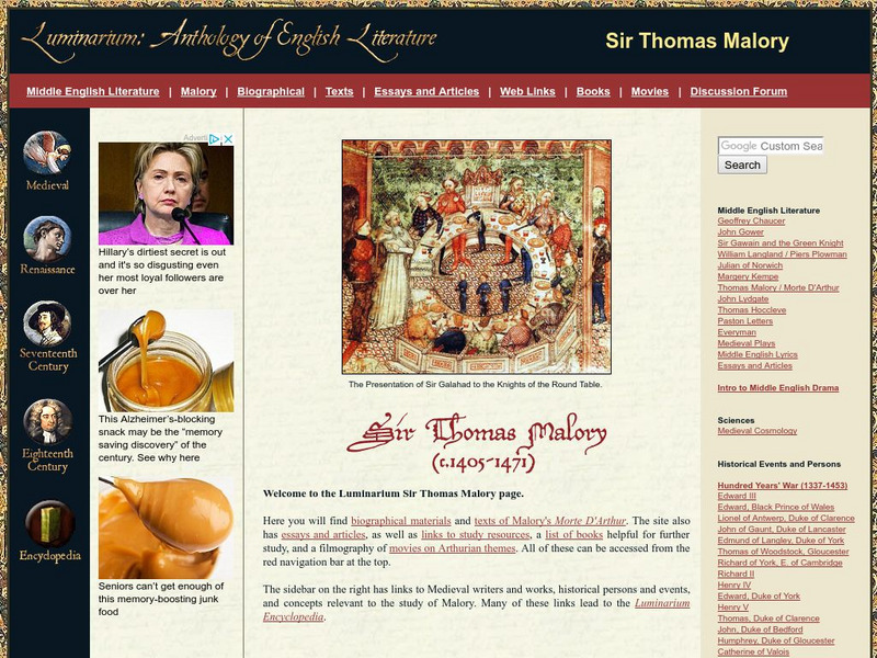 Luminarium: Sir Thomas Malory Handout Luminarium: Sir Thomas Malory Handout