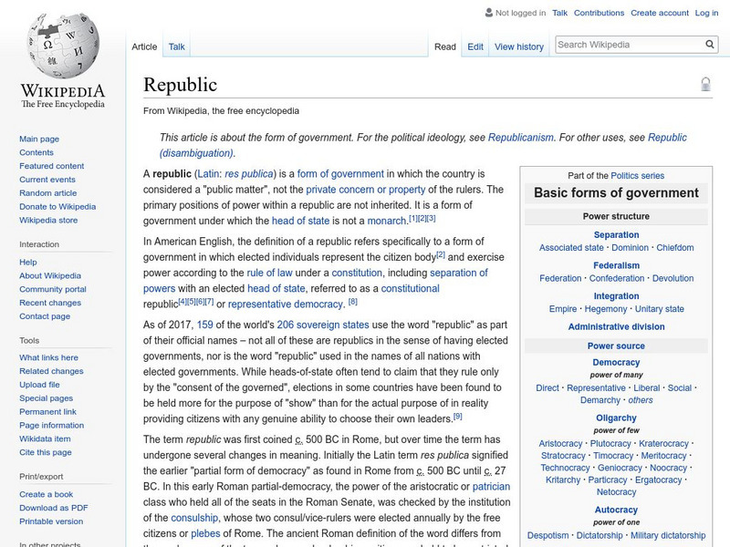 Wikipedia: Republic Handout Wikipedia: Republic Handout