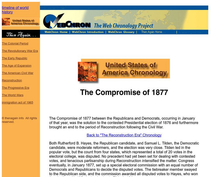 Then Again: Web Chron: The Compromise of 1877 Handout Then Again: Web Chron: The Compromise of 1877 Handout