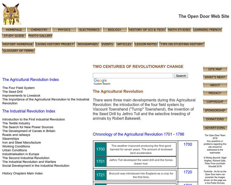 Open Door Web Site: The Agricultural Revolution Website Open Door Web Site: The Agricultural Revolution Website