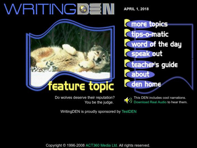 Writing Den Activity Writing Den Activity