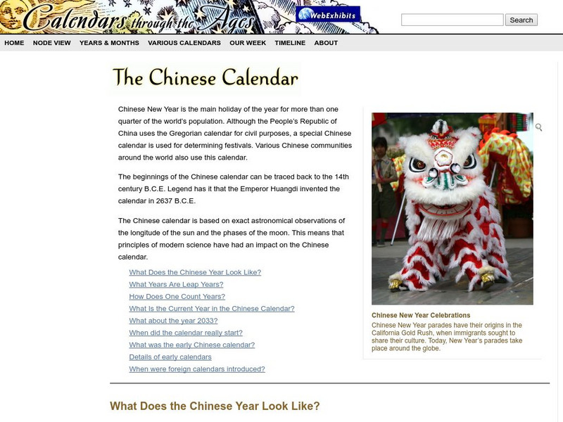 Web Exhibit: The Chinese Calendar Website Web Exhibit: The Chinese Calendar Website