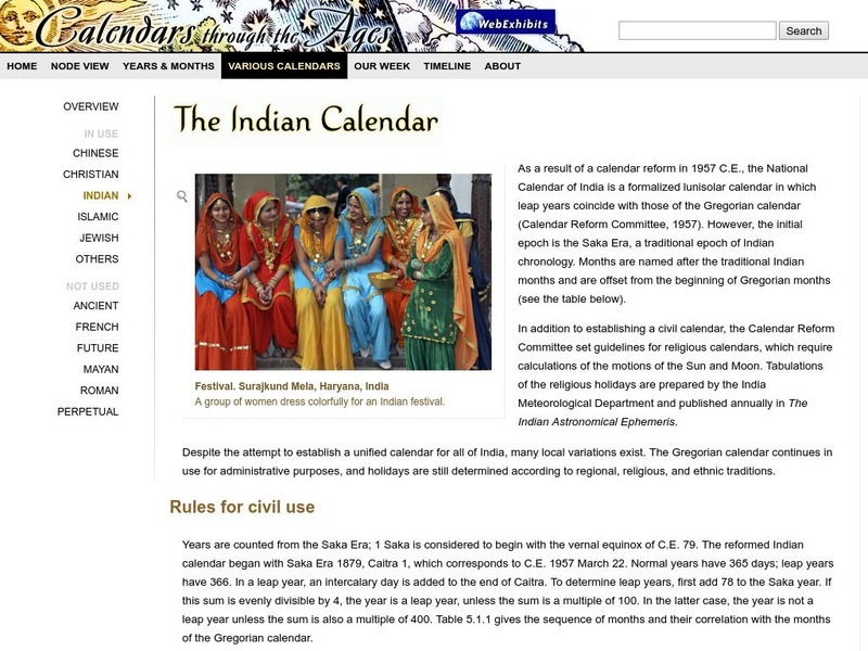 Web Exhibit: The Indian Calendar Website Web Exhibit: The Indian Calendar Website