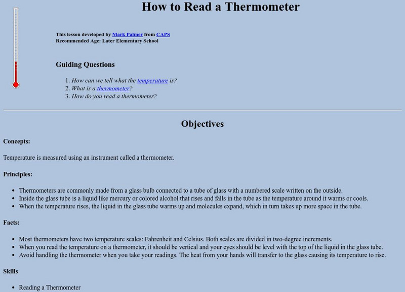 Michigan Reach Out!: How to Read a Thermometer Lesson Plan Michigan Reach Out!: How to Read a Thermometer Lesson Plan