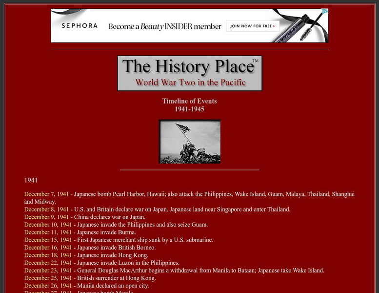The History Place: World War Ii in the Pacific Timeline Handout The History Place: World War Ii in the Pacific Timeline Handout