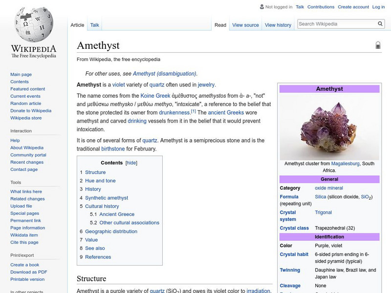 Wikipedia: Amethyst Handout